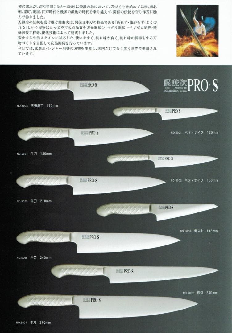 関の刃物 骨スキ包丁 145mm PRO-S ステンレス一体型包丁 骨すき 片刃