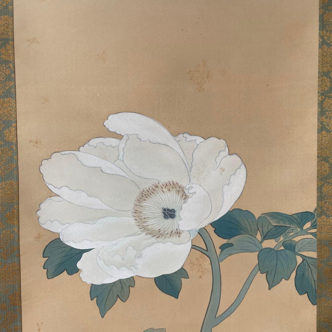 掛け軸　菱田春草筆「牡丹図」
