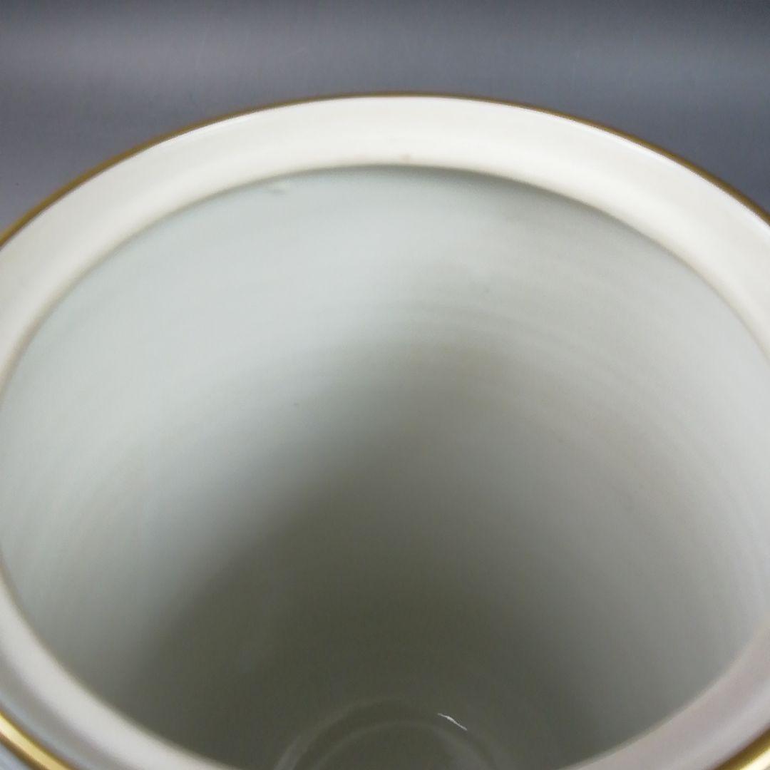 Ｗ２６３　水指　『色絵　草花文』『細水指』『手塚祥堂 造』　共箱　茶道具