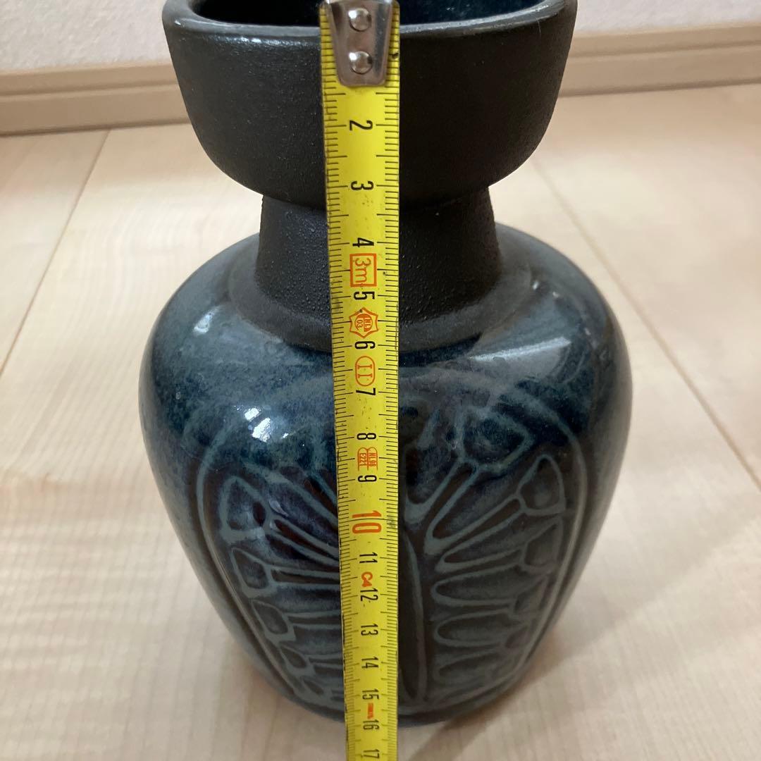 北欧ビンテージ・スーホルム Søholm・フラワーベース ダークブルー 陶器
