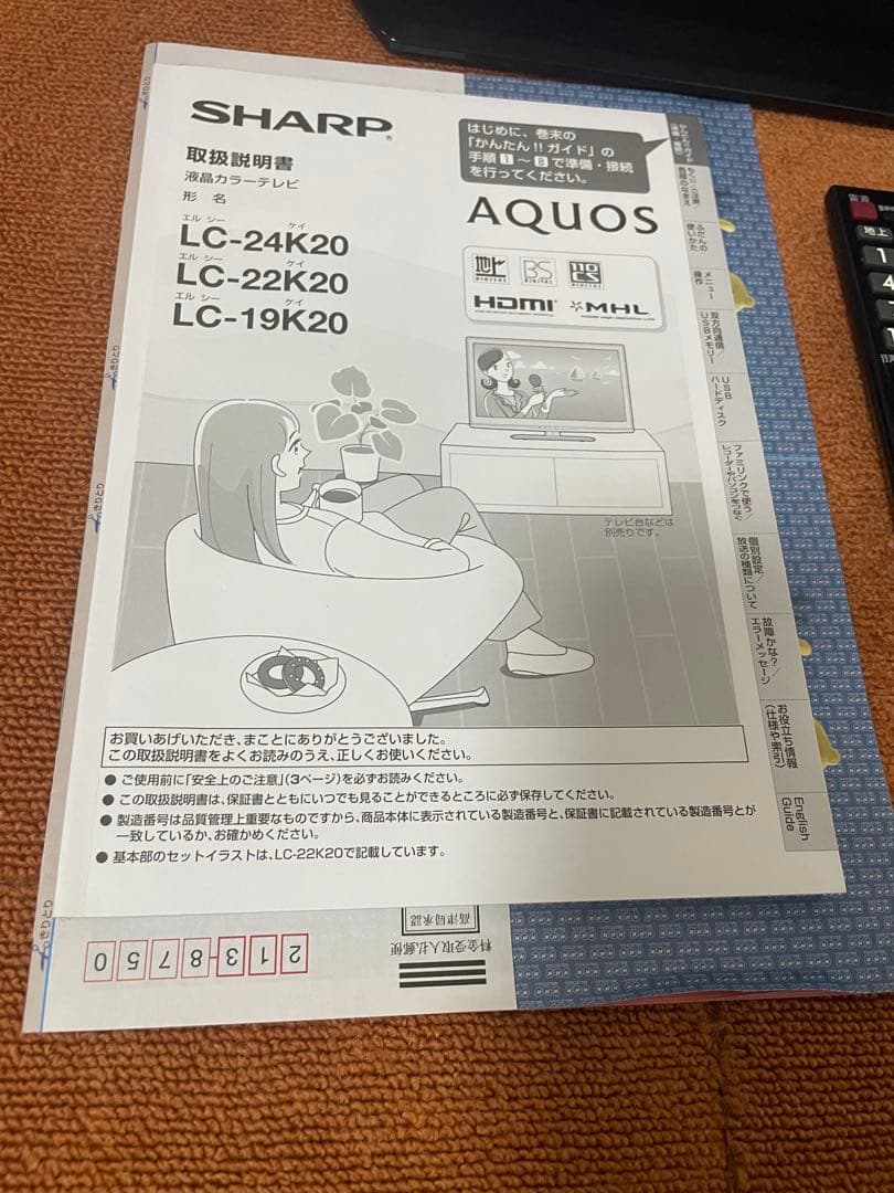 そよそよ  SHARP 19V型 液晶テレビ AQUOS