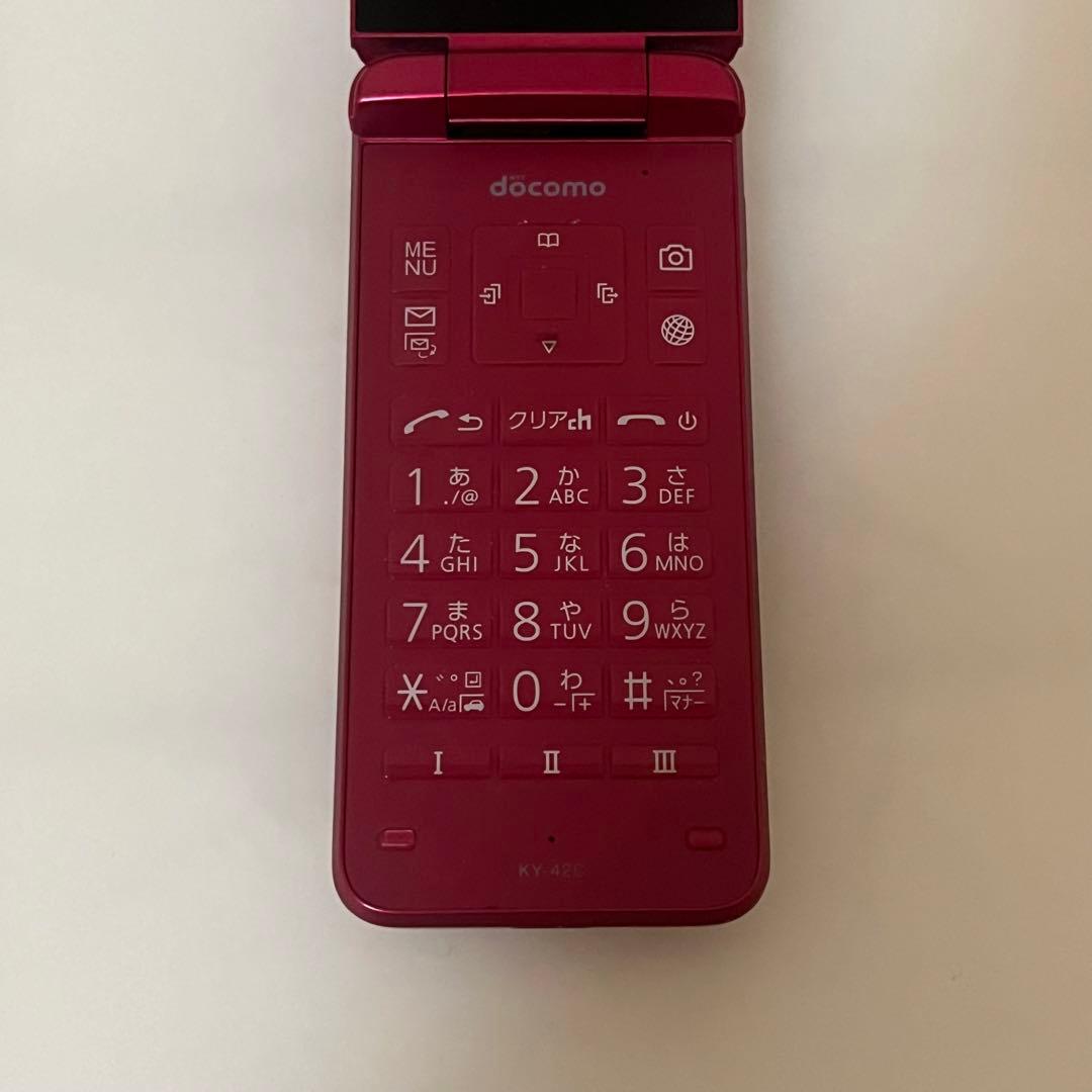 【美品】京セラDIGNO KY-42C レッド 折りたたみ携帯電話 ガラホ
