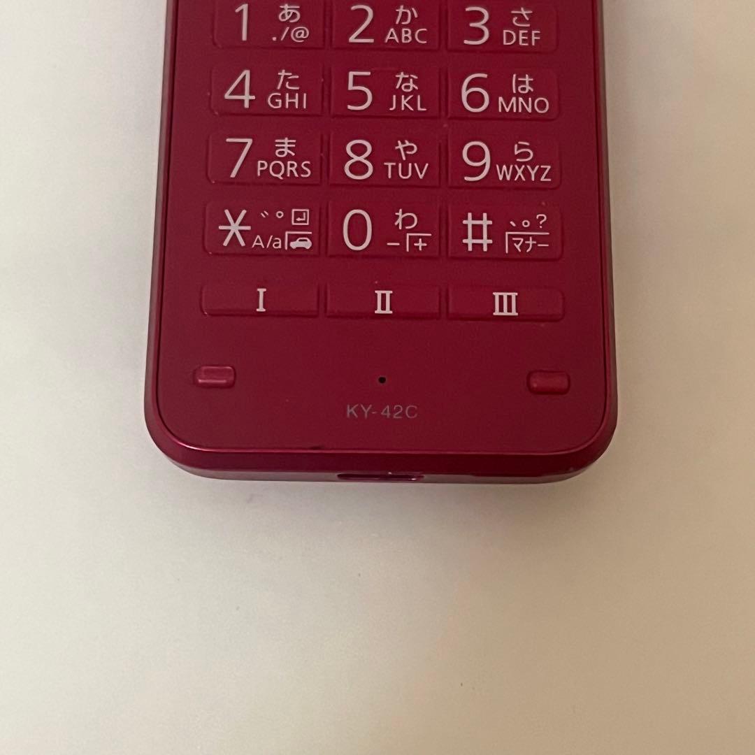 【美品】京セラDIGNO KY-42C レッド 折りたたみ携帯電話 ガラホ
