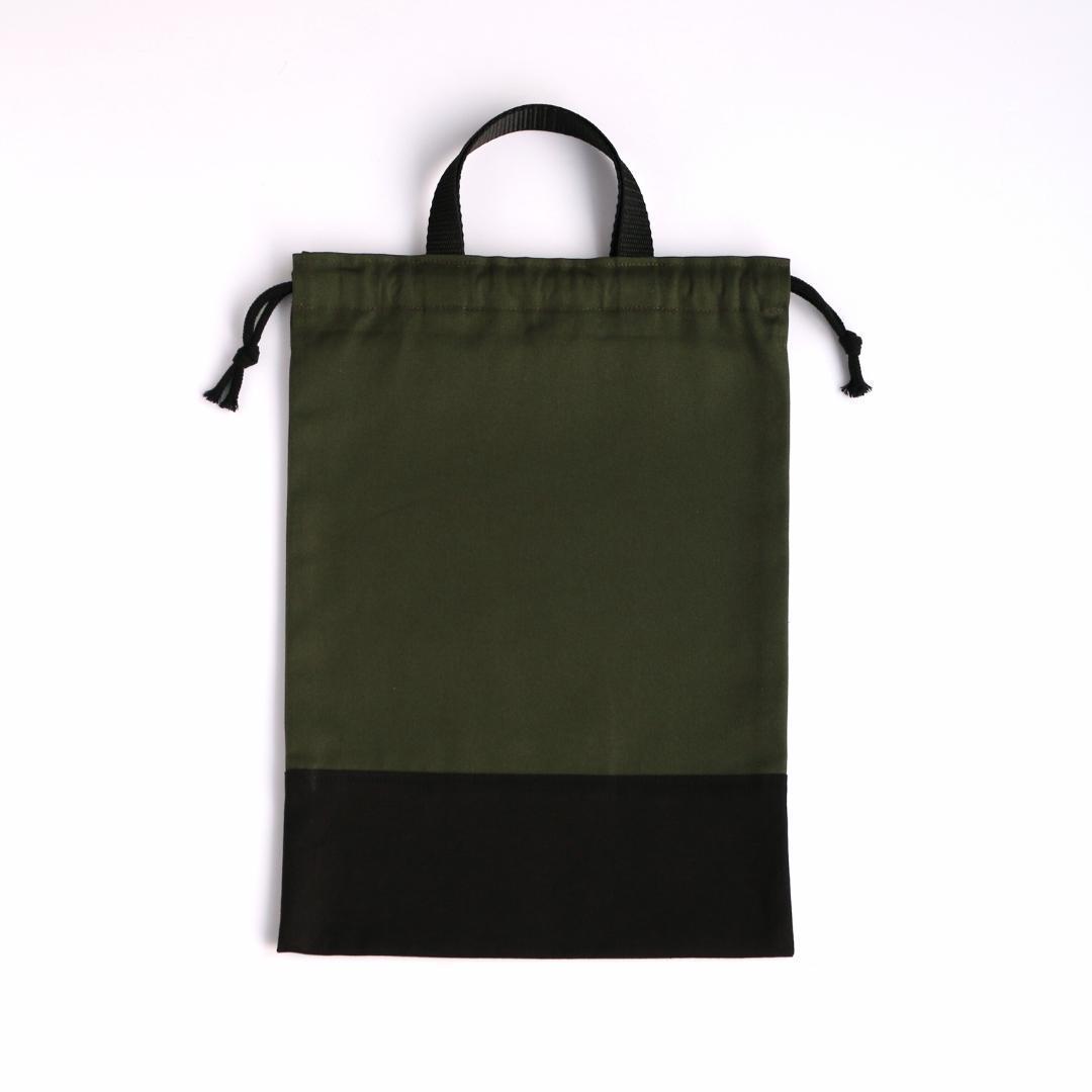入園入学3点セット｜ジャージOK｜レッスンバッグ マチ10cm｜カーキ×ブラック
