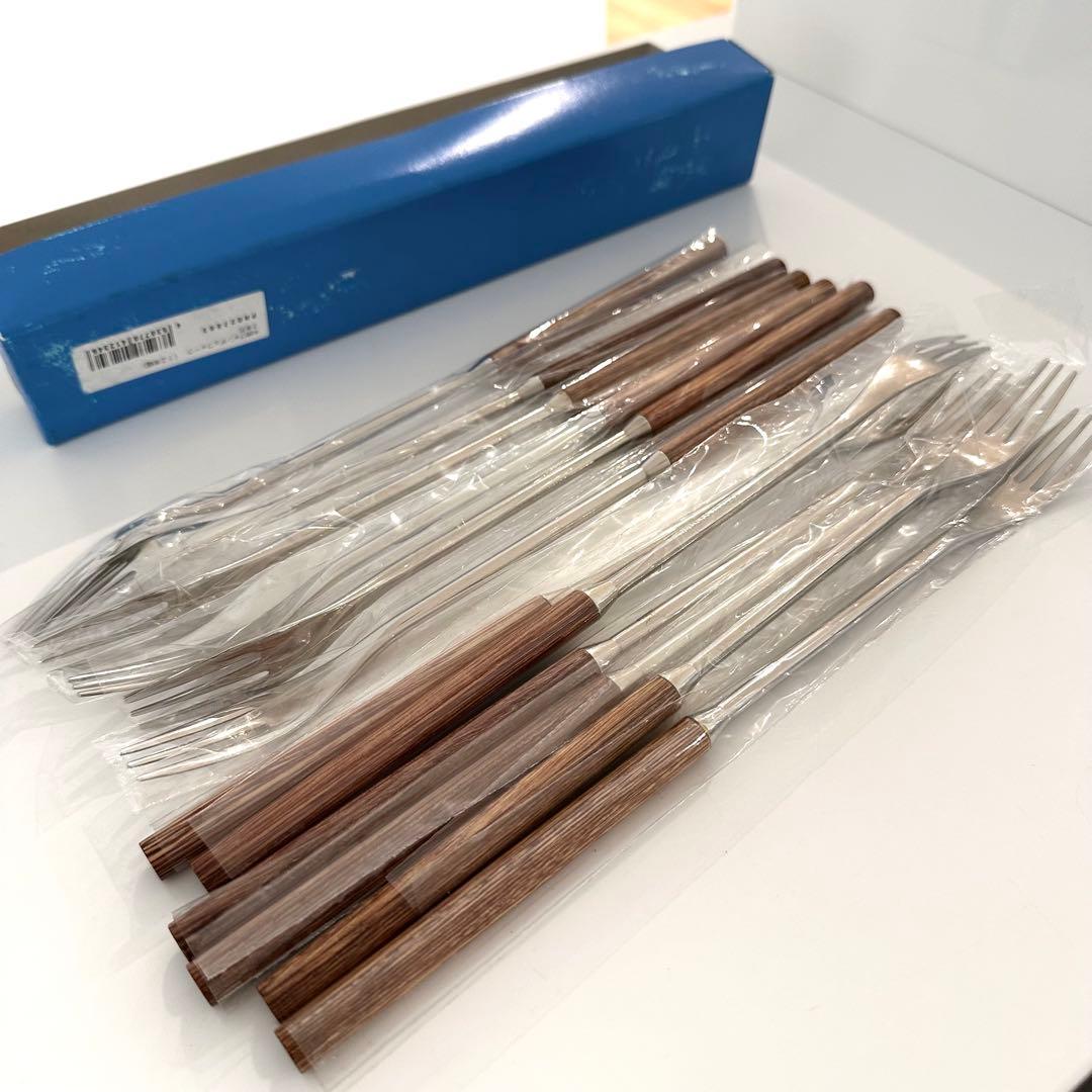 新品 12本セット 天然木 フォンデュフォーク 木製 ウォールナット フォーク