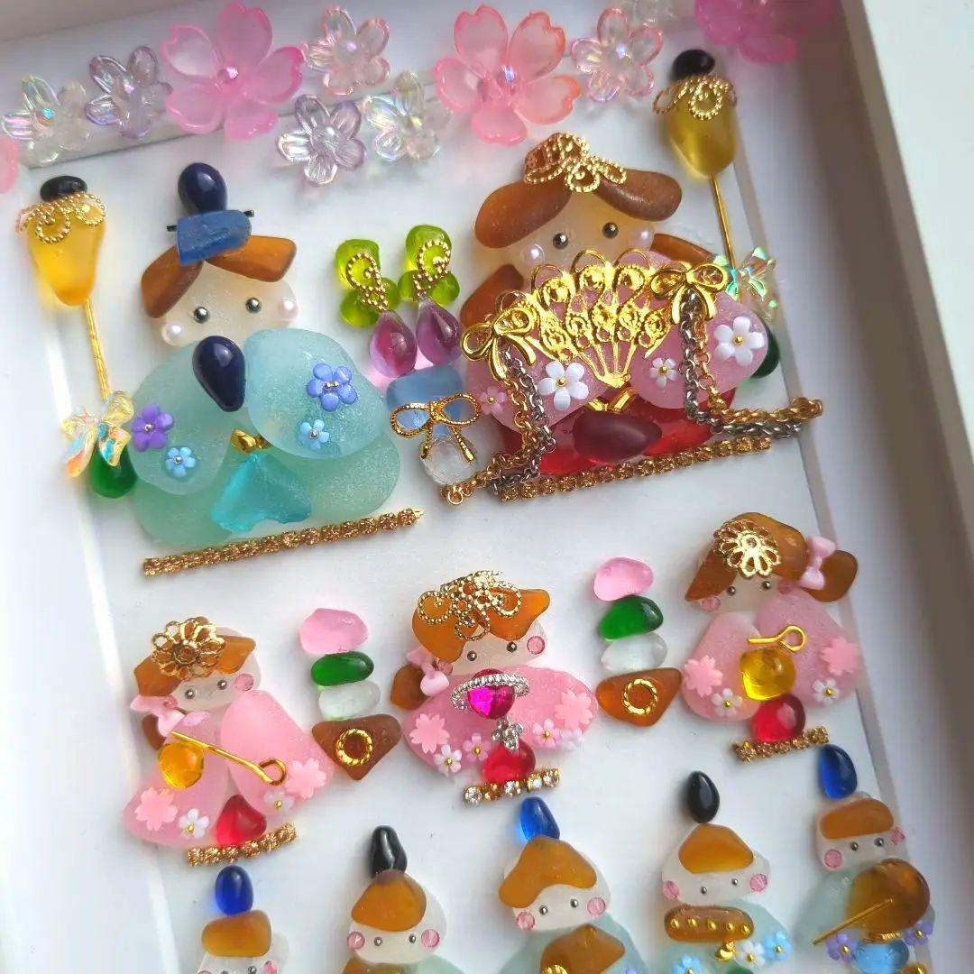 シーグラスアート ひな祭り 一点物｜今季ラスト｜3月飾りに