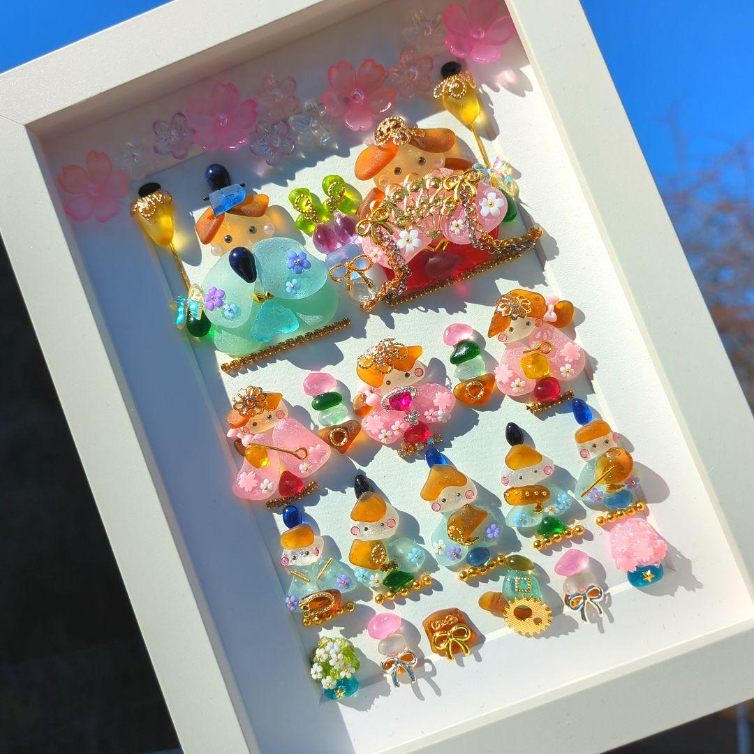 シーグラスアート ひな祭り 一点物｜今季ラスト｜3月飾りに