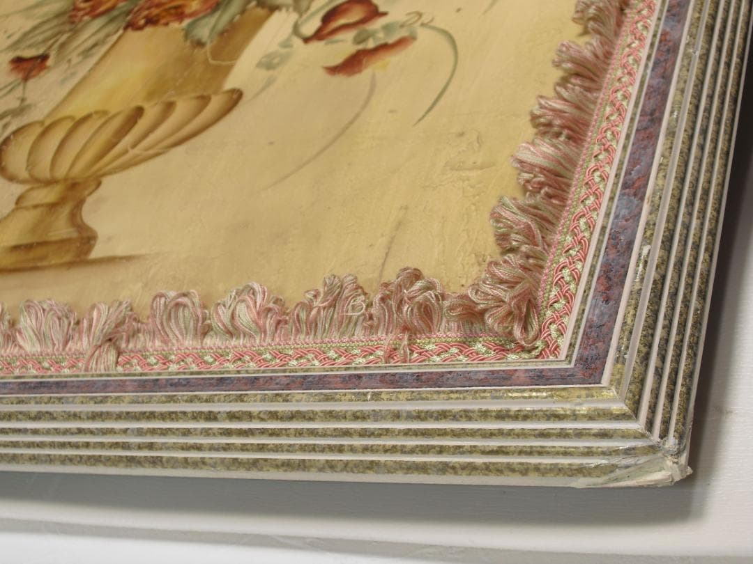 クラシック額装インテリアアート☆薔薇絵画 アートパネル 壁飾り テクスチャー加工