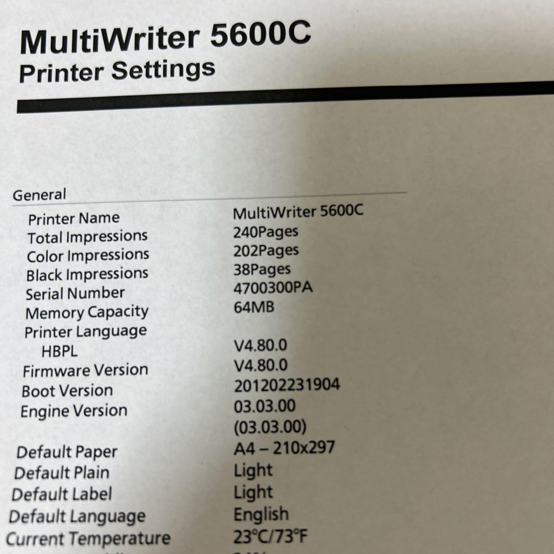 NEC MultiWriter 5600C レーザープリンター　印刷枚数240枚