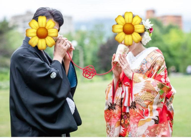 前撮り小物扇子赤い糸 糸電話 和装フォトウェディング アイテム グッズ結婚