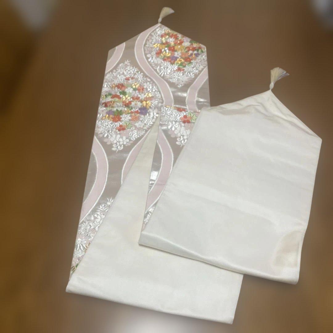 table runner 「華立涌」　帯リメイク　正絹　長尺