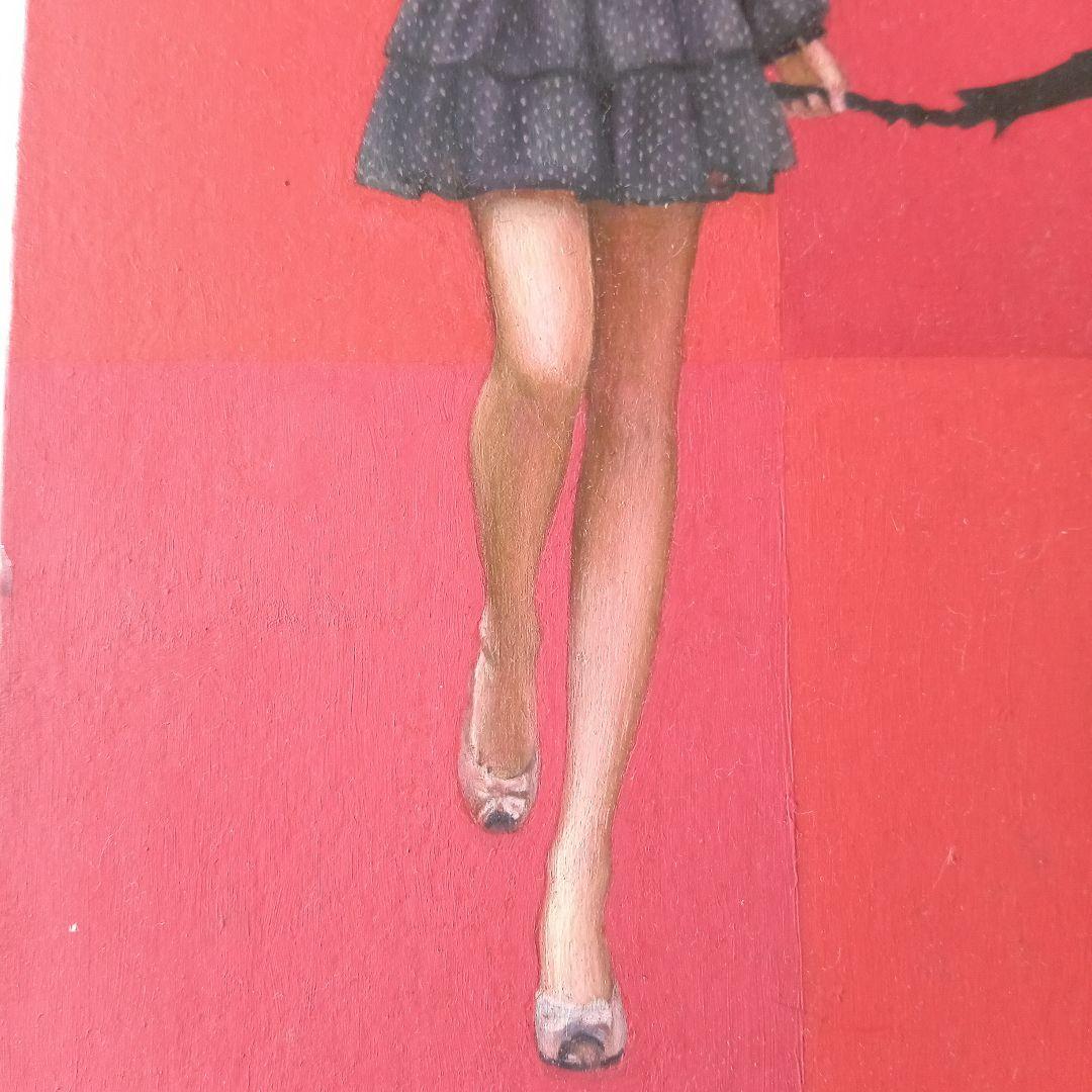 現代アート作品　松山賢　『抽象ガールと模様昆虫・赤』（A.R.）