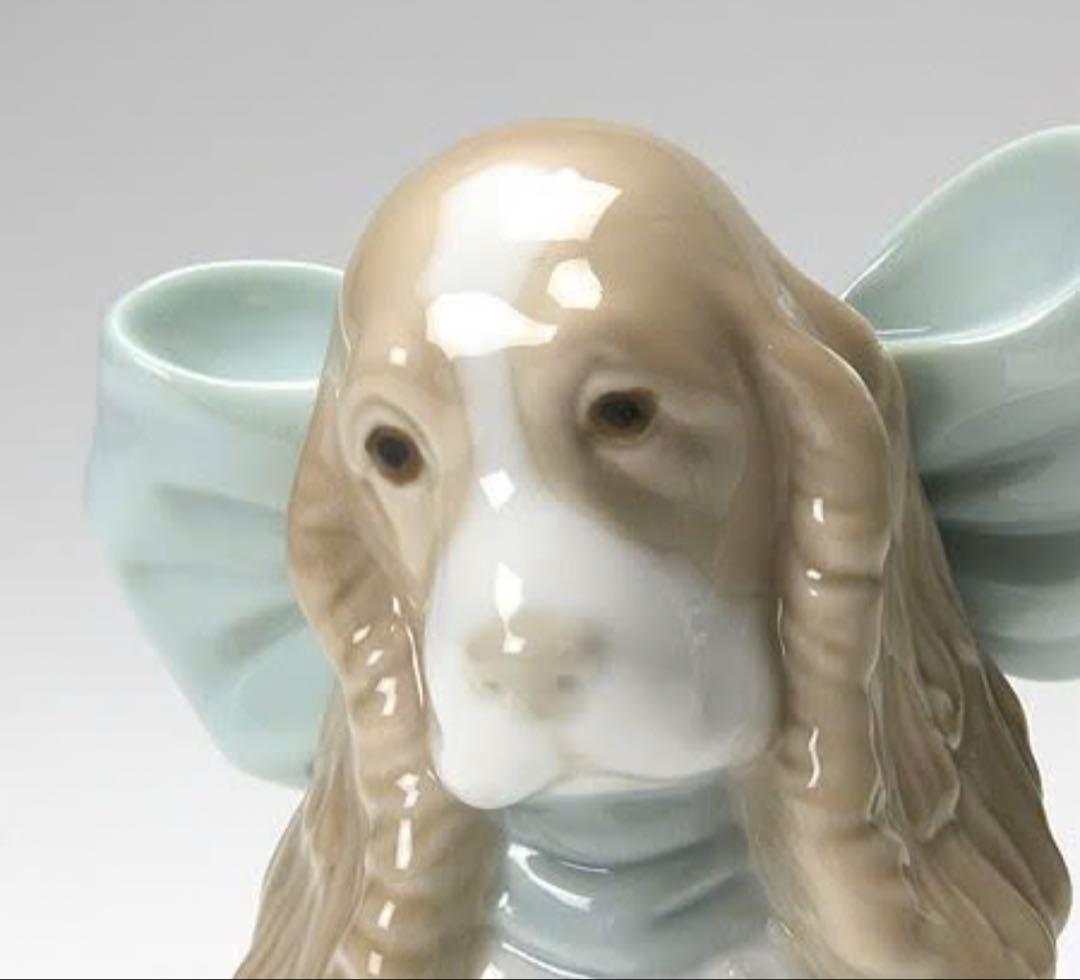 【雑貨】NAO ナオ リボンの仔犬 02001349 置物　磁器　インテリア