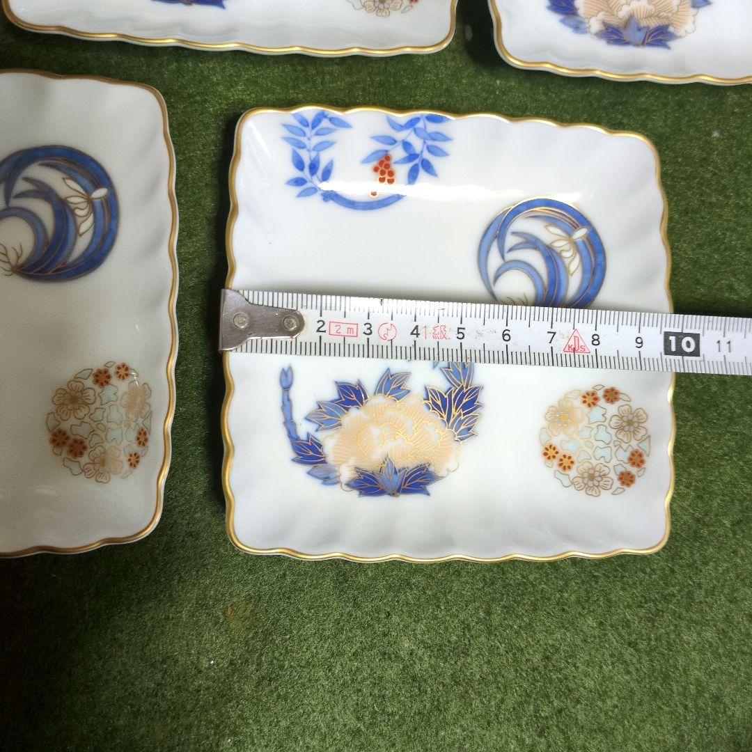 金彩小皿深川製磁　角皿豆皿　オールド深川丹波深川製 5枚セット