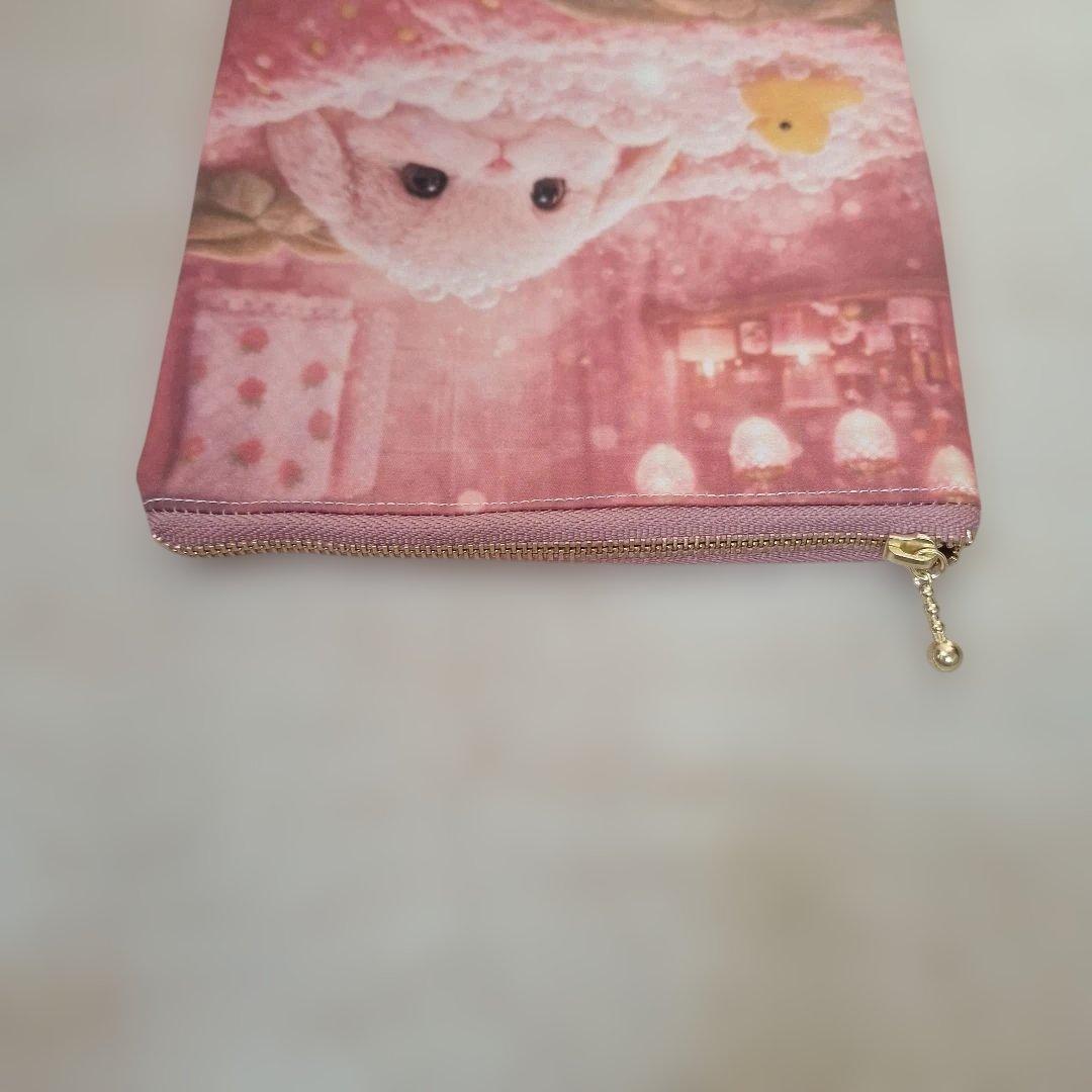 激レアねこパネル生地　ハンドメイド まちなしバッグ　フラットポーチ