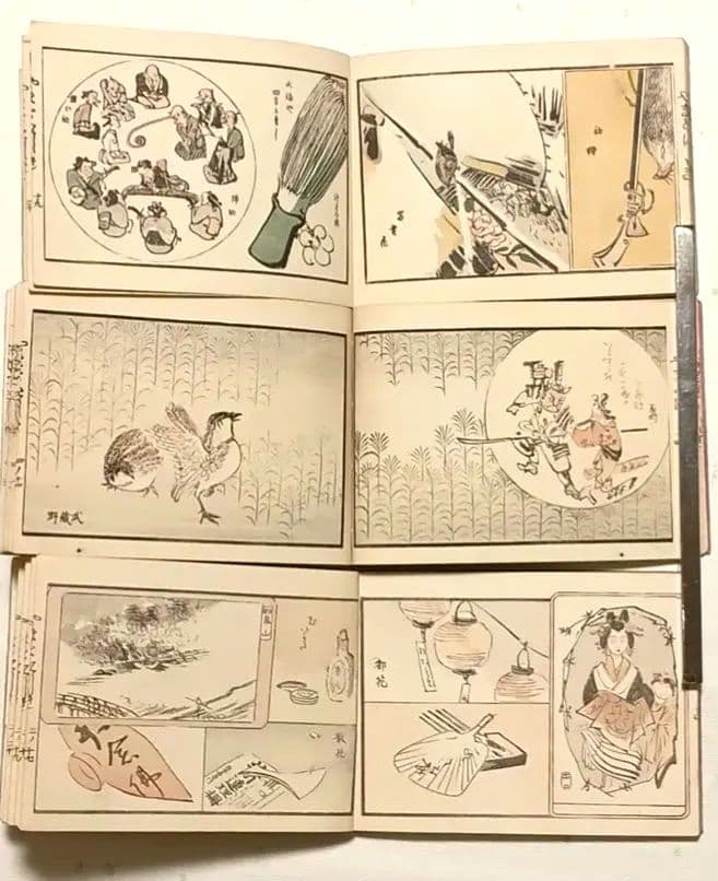 色摺木版画本やまとにしき（大和錦)全5冊揃い鈴木萬年画明治21年～明治24年出版