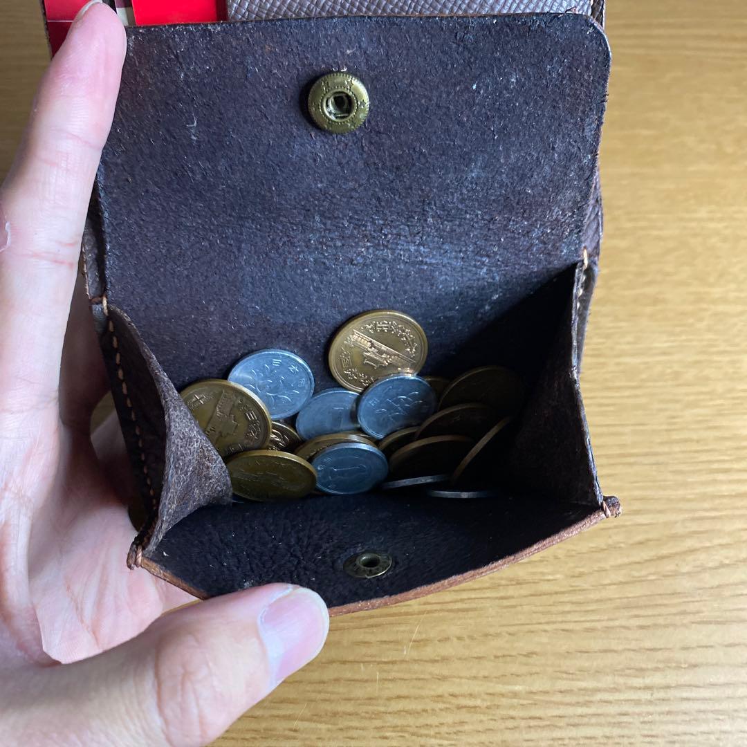ヌメ革　ショートトラッカーウォレット　三つ折り　コンパクト財布　ハンドメイド