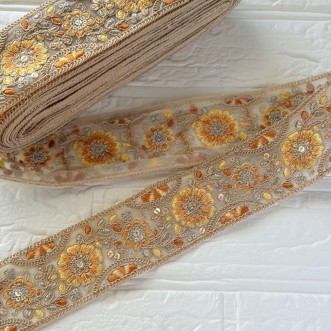 インド刺繍リボン　約5.5cm×2m 3本セット（322.323.324）