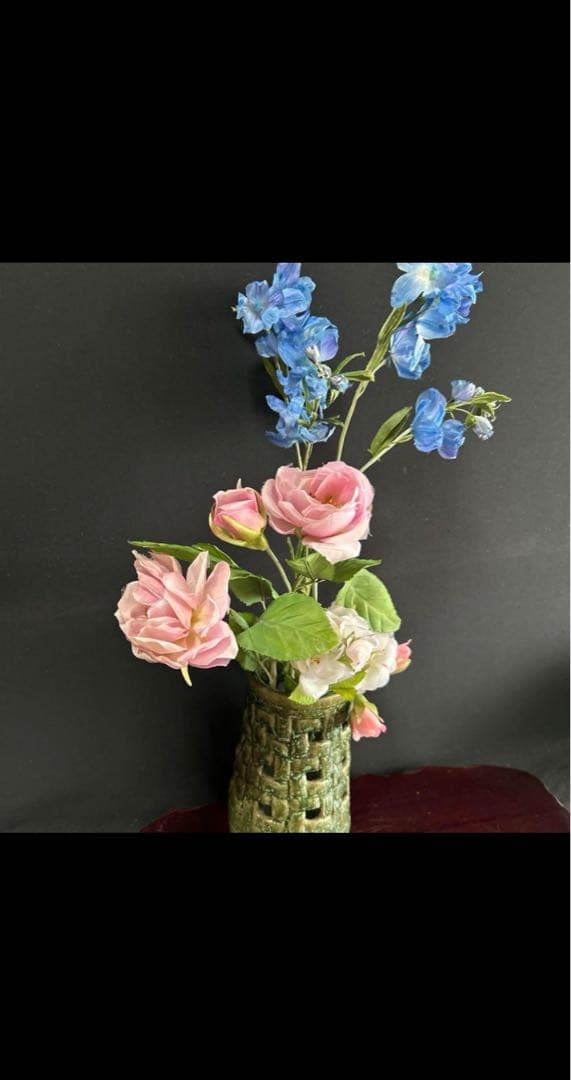 アートフラワーブーケ　花　アートフラワー　　薔薇　バラ　管理番号6右ー白ピンク青
