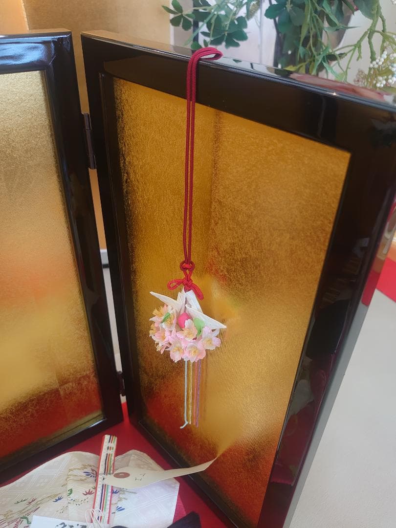 ●タイムセール●新品●　おひなさまフルセット　さくら柄金襴衣装と金屏風