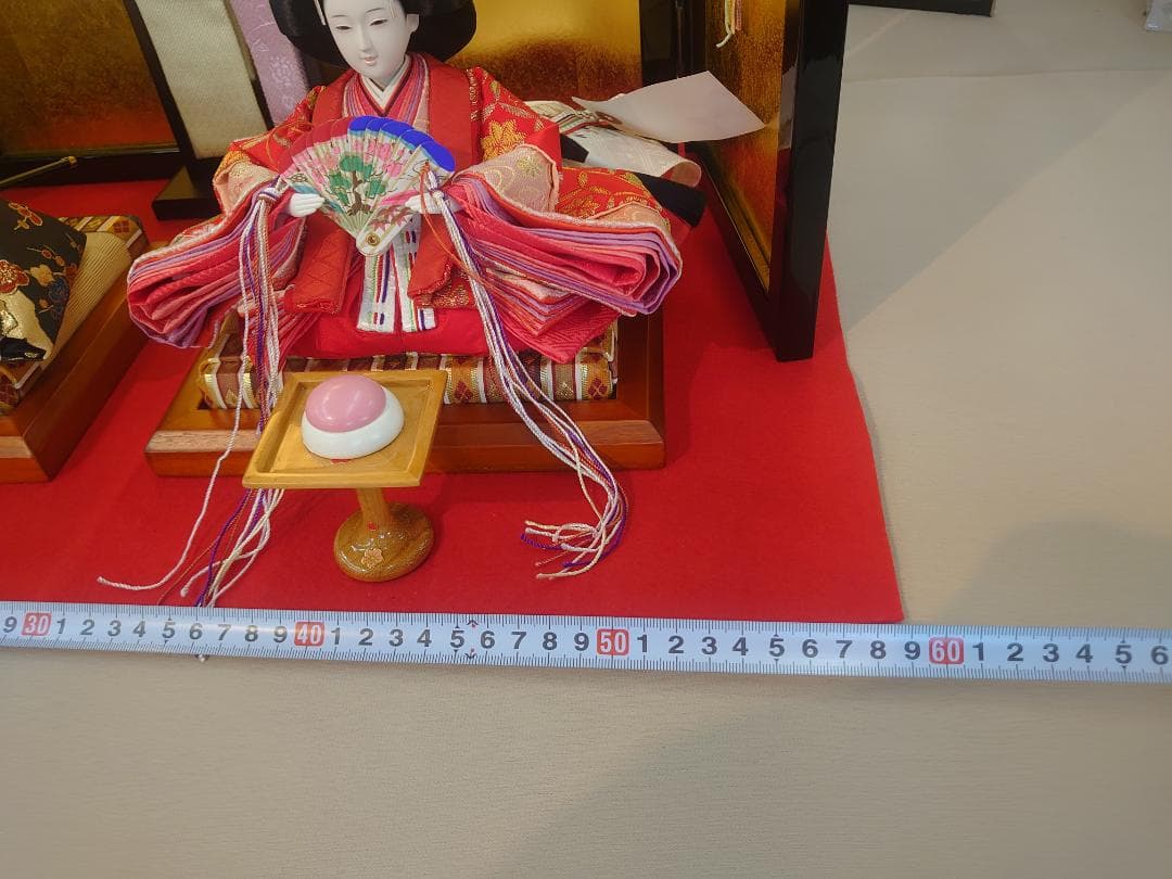 ●タイムセール●新品●　おひなさまフルセット　さくら柄金襴衣装と金屏風