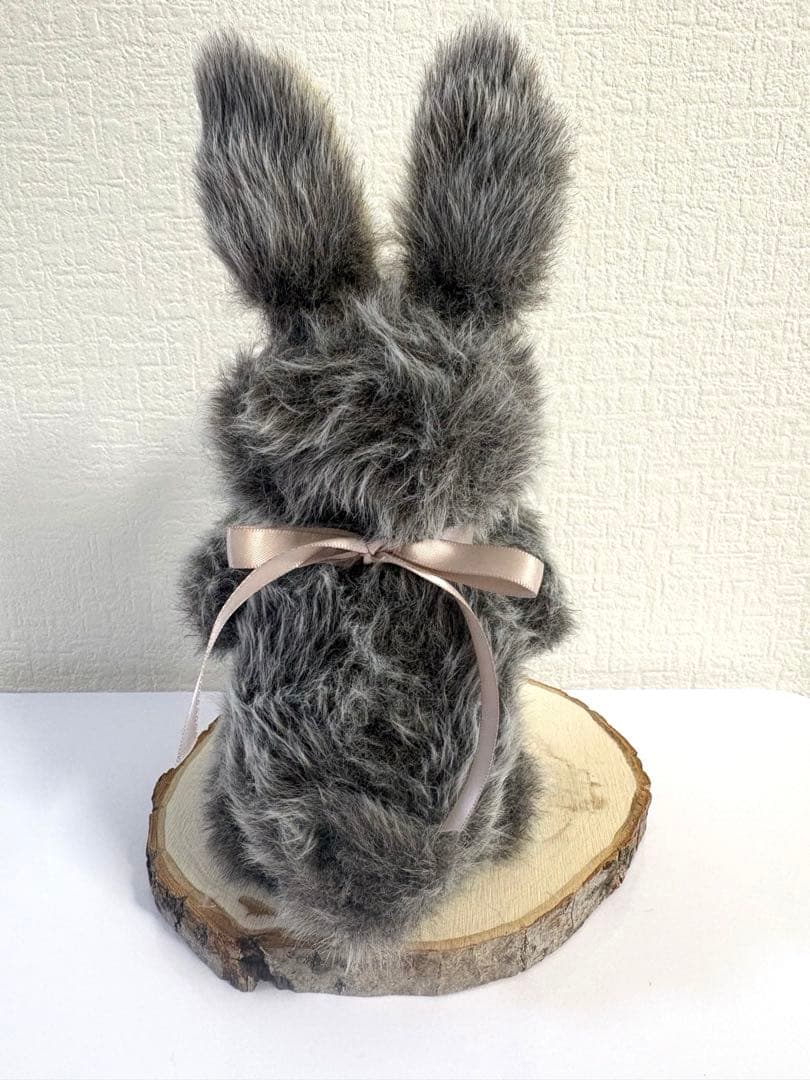 ハンドメイド ぬいぐるみ うさぎ　寄り添ううさぎ　チャコールグレー　一点もの