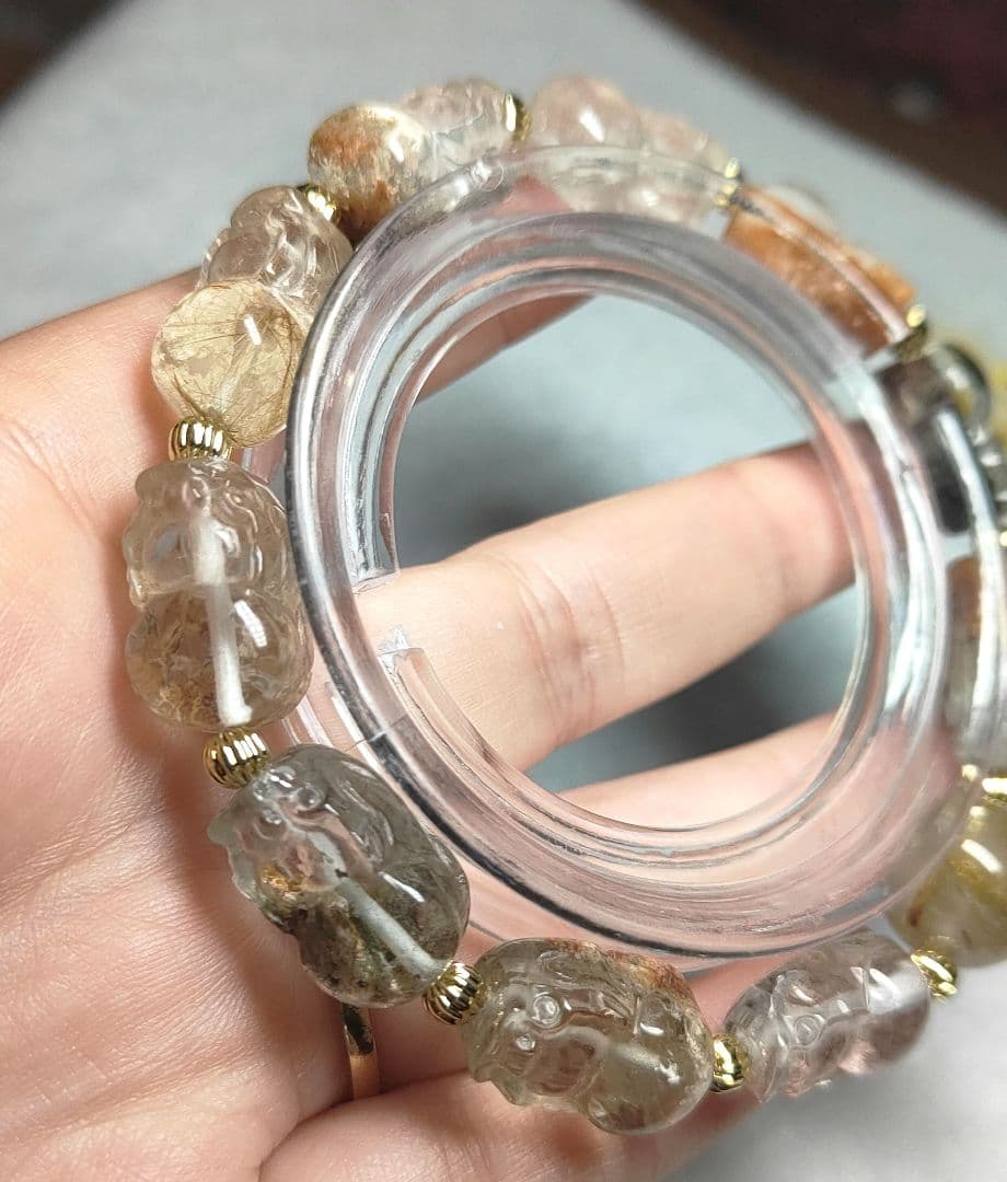 ガーデンクォーツ　貔貅　ルチルクォーツ　ブレスレット