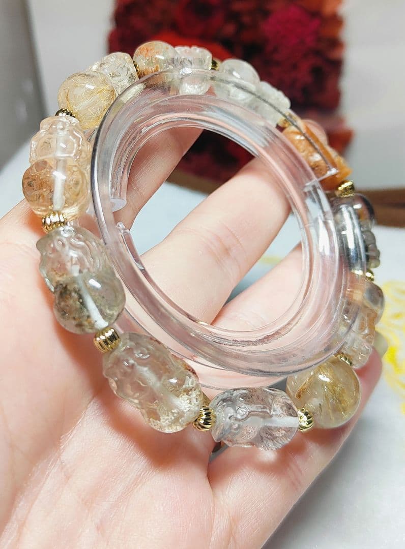 ガーデンクォーツ　貔貅　ルチルクォーツ　ブレスレット