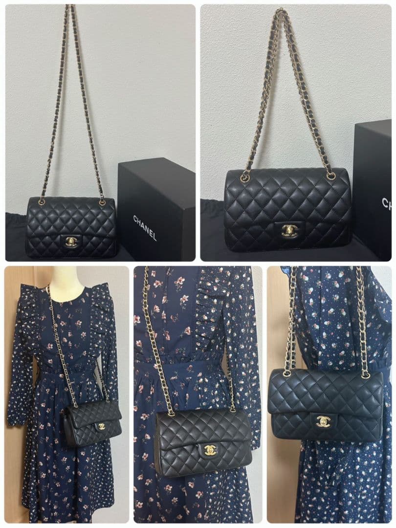 CHANEL ブラック レザー ショルダーバッグ