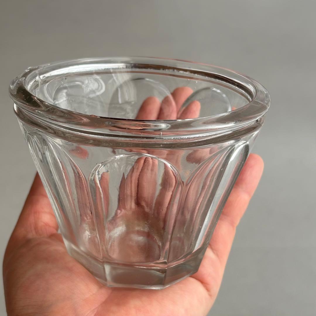 フランスブロカント 気泡が美しい台形のコンフィチュールポット