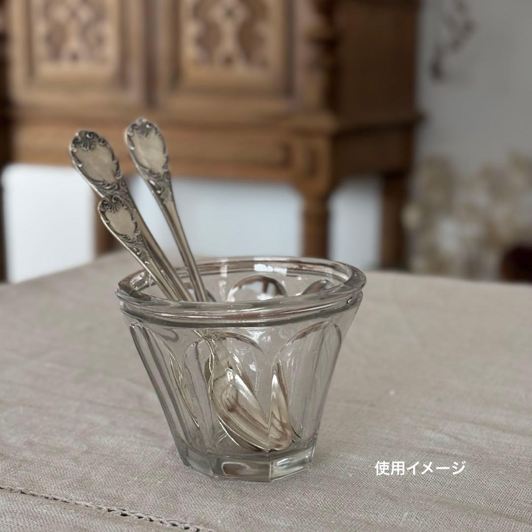 フランスブロカント 気泡が美しい台形のコンフィチュールポット