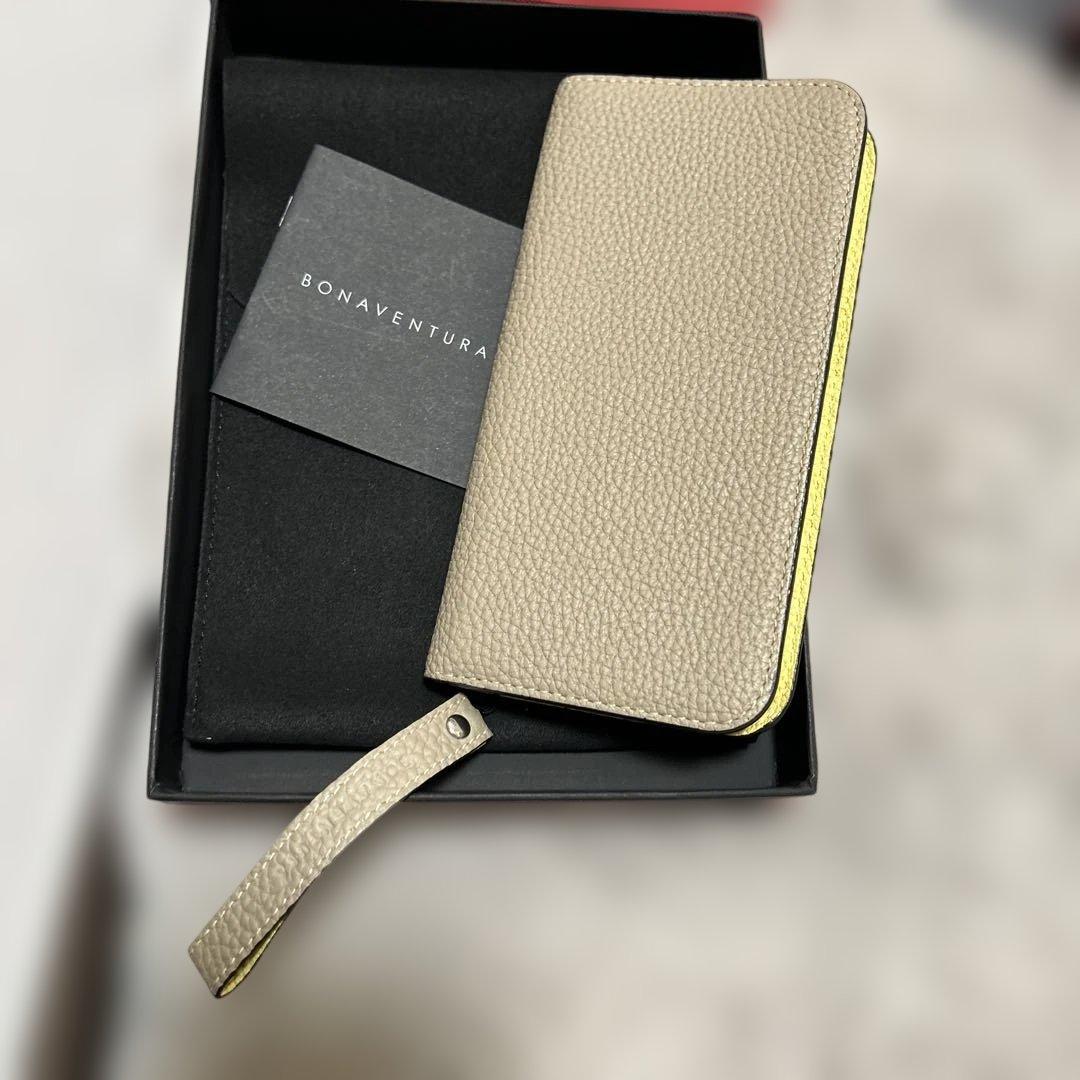 BONAVENTURA 手帳型ケース ベージュ/イエロー iPhone14