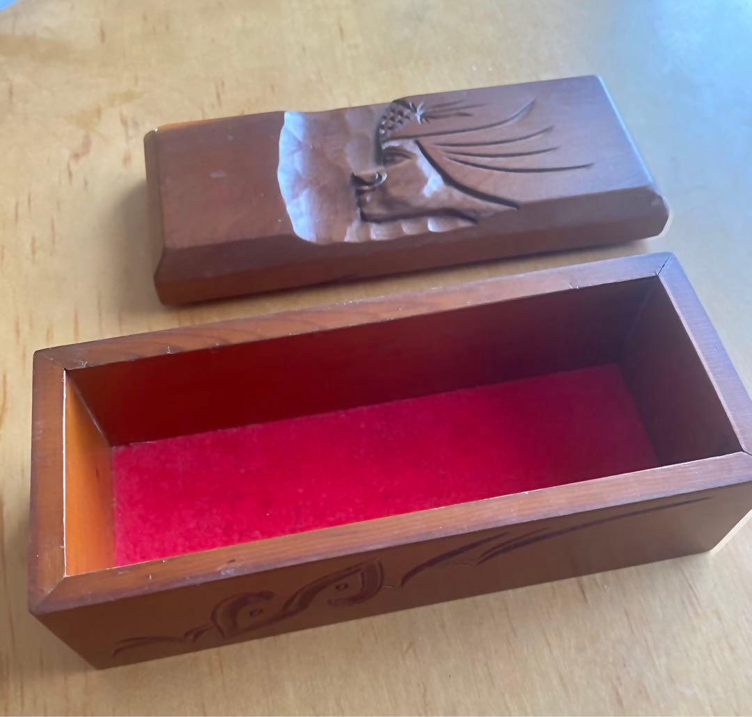 アイヌ 蓋付き 木彫り 木箱 宝箱