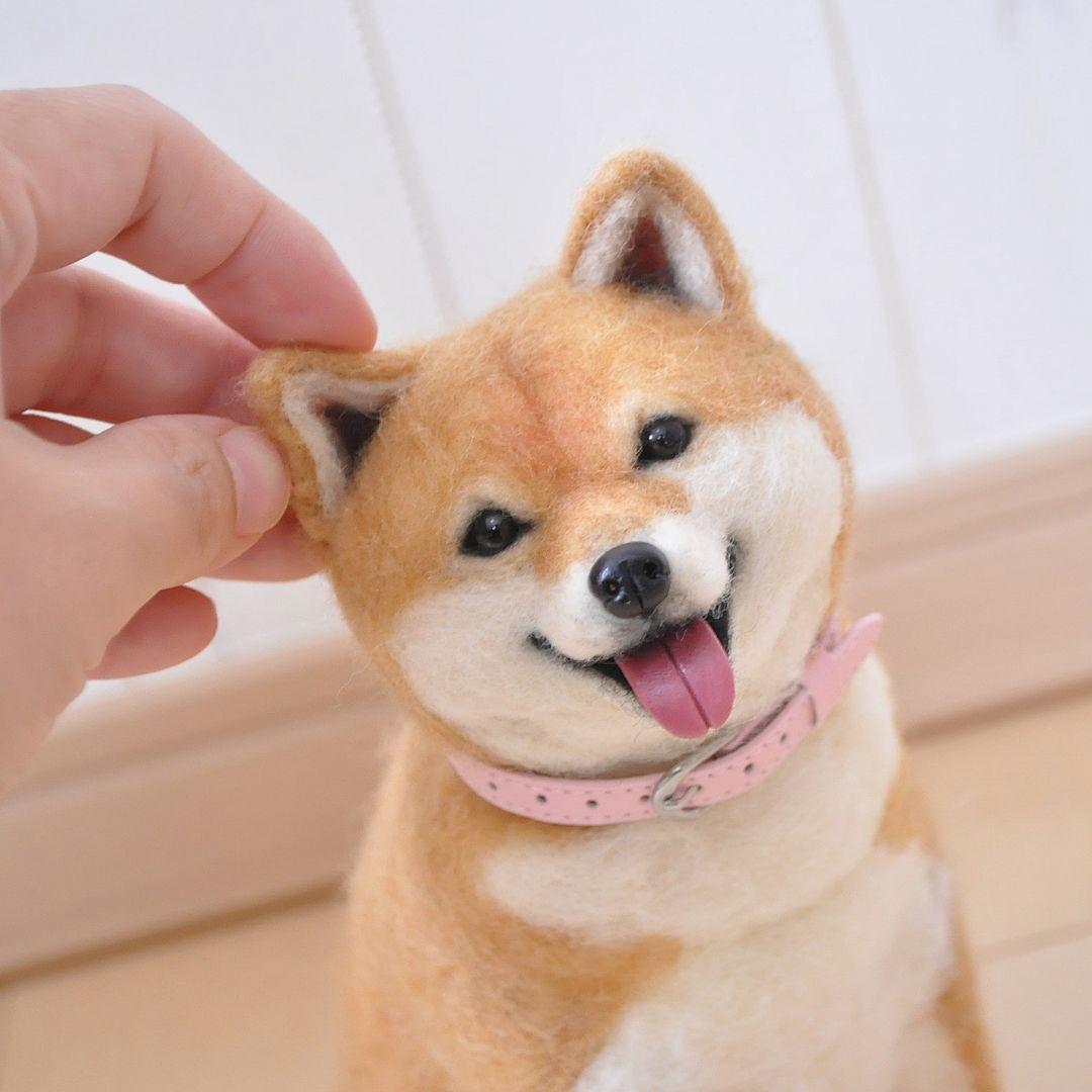 羊毛フェルト♡おすわりする柴犬