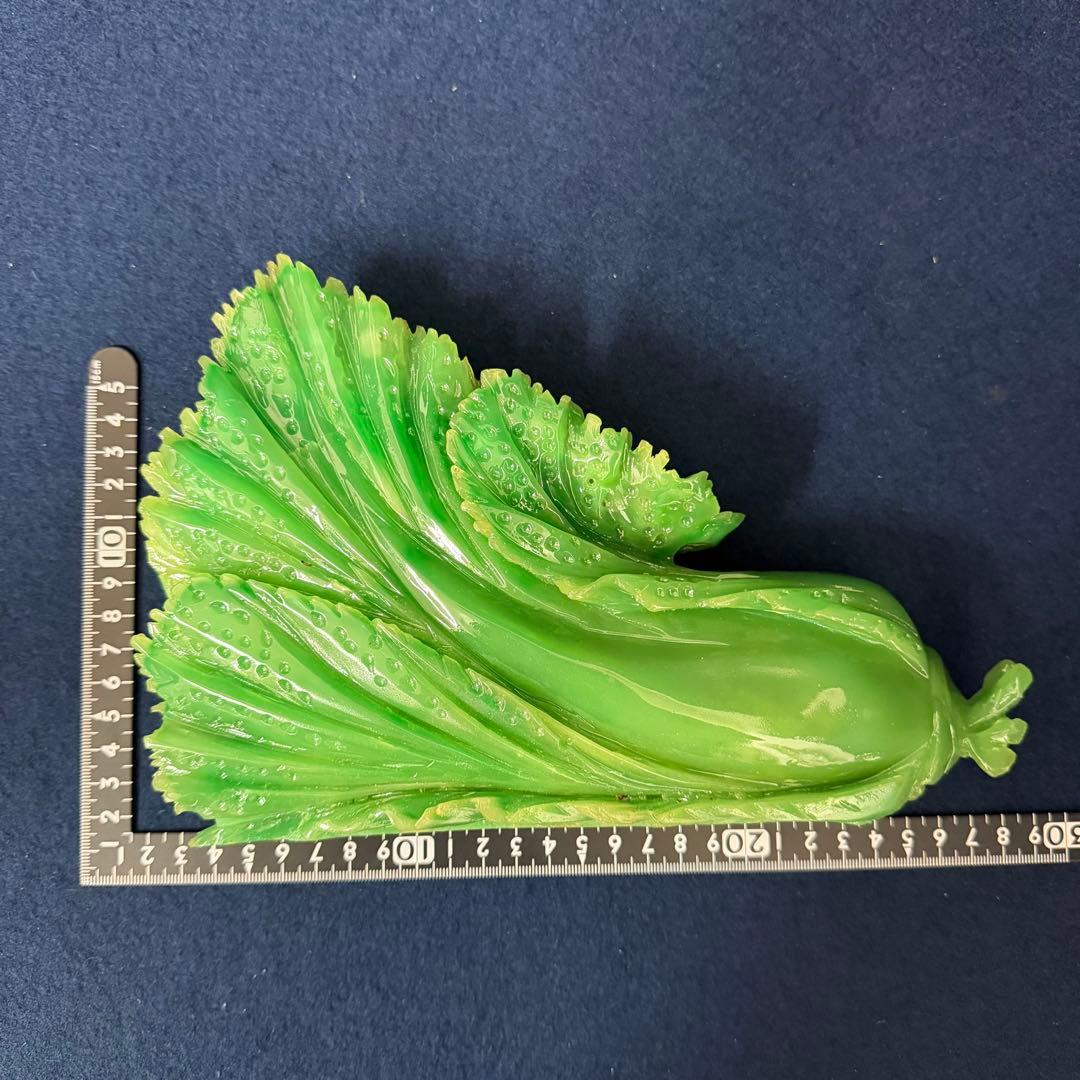 置物 オブジェ 白菜 百財 縁起物 中国 財運 商売繁盛 材質不明 翡翠 玉石