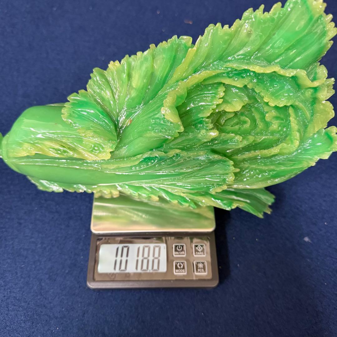 置物 オブジェ 白菜 百財 縁起物 中国 財運 商売繁盛 材質不明 翡翠 玉石
