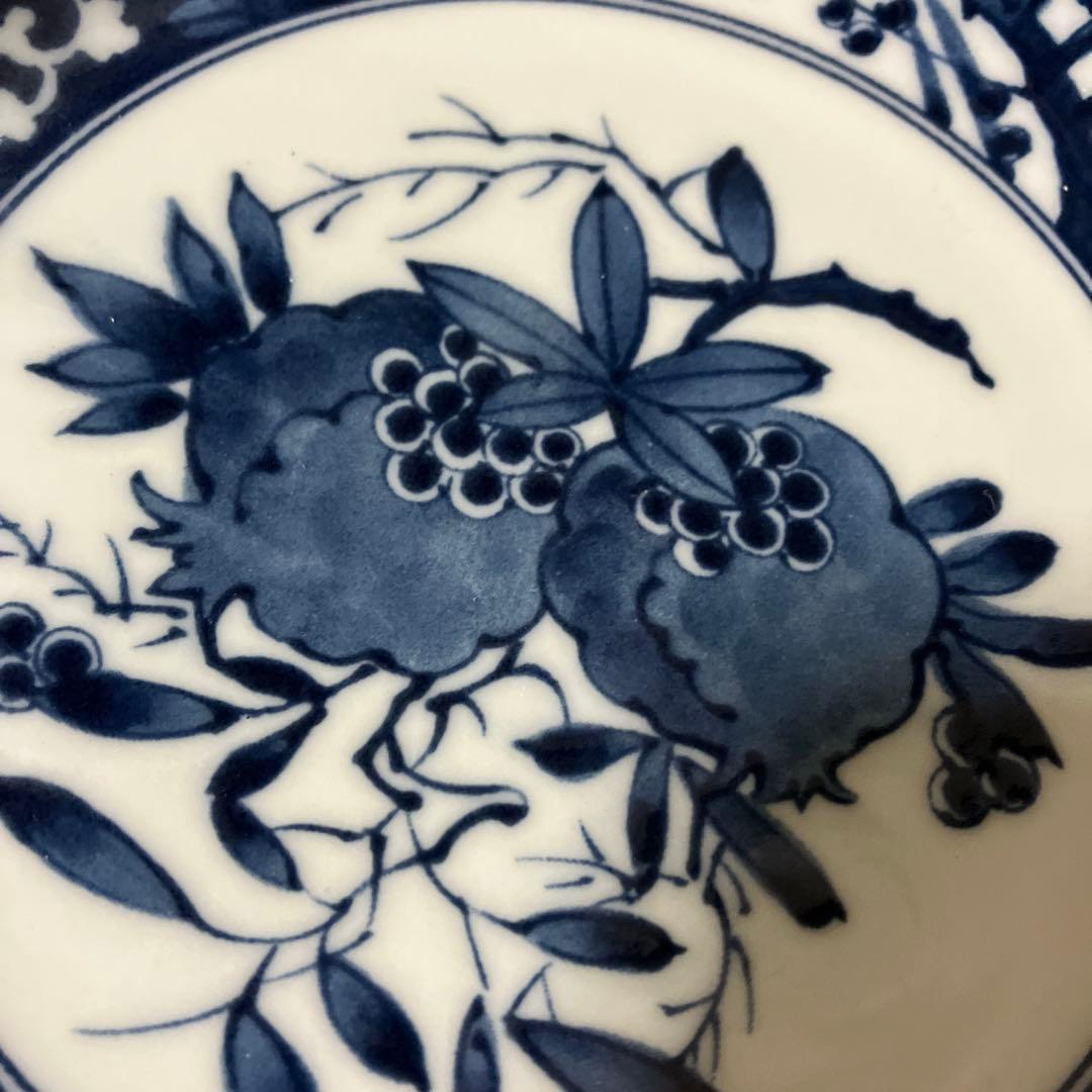 3F 【美品】有田焼 清秀 染付小皿 5客セット 変わり絵 銘々皿 和食器