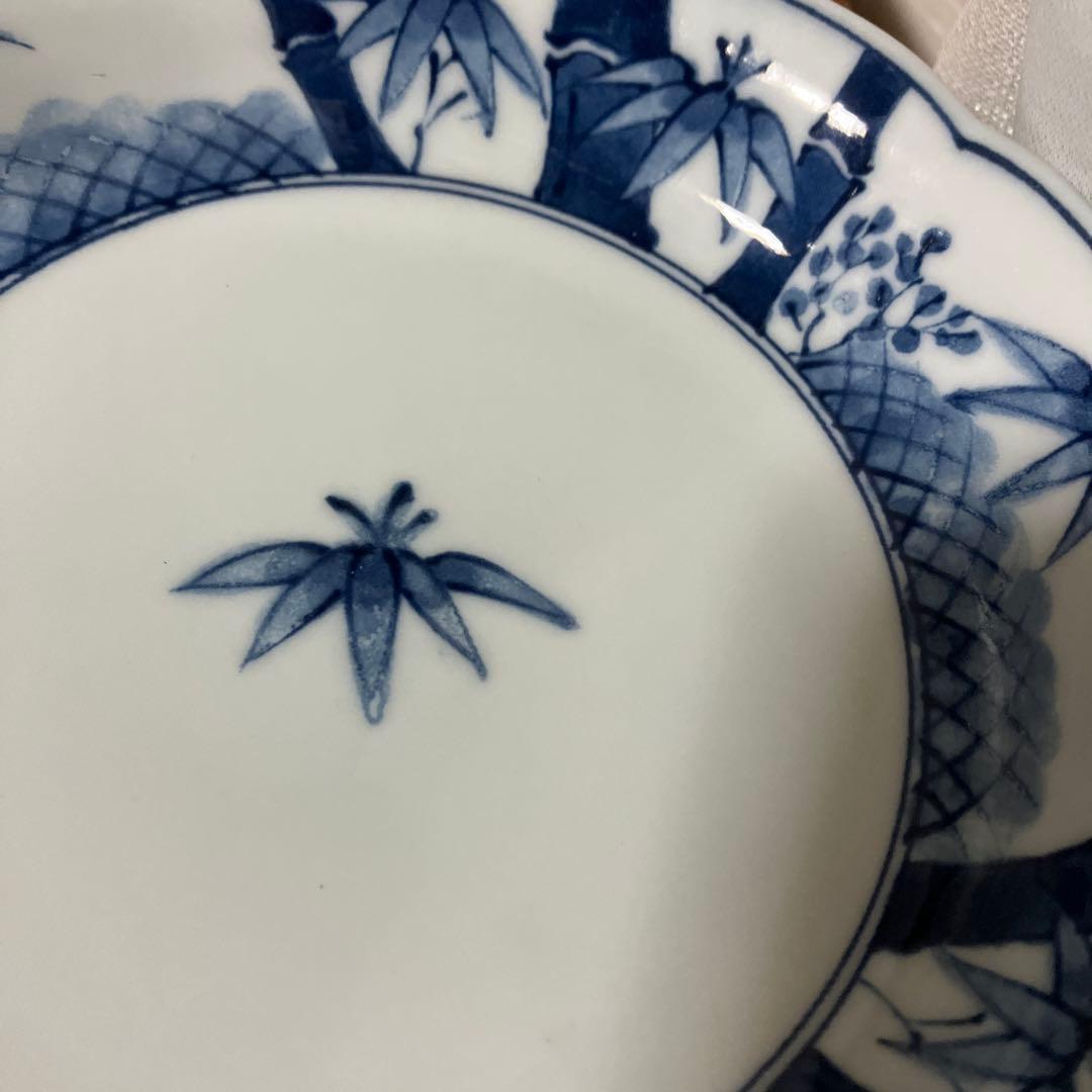 3F 【美品】有田焼 清秀 染付小皿 5客セット 変わり絵 銘々皿 和食器
