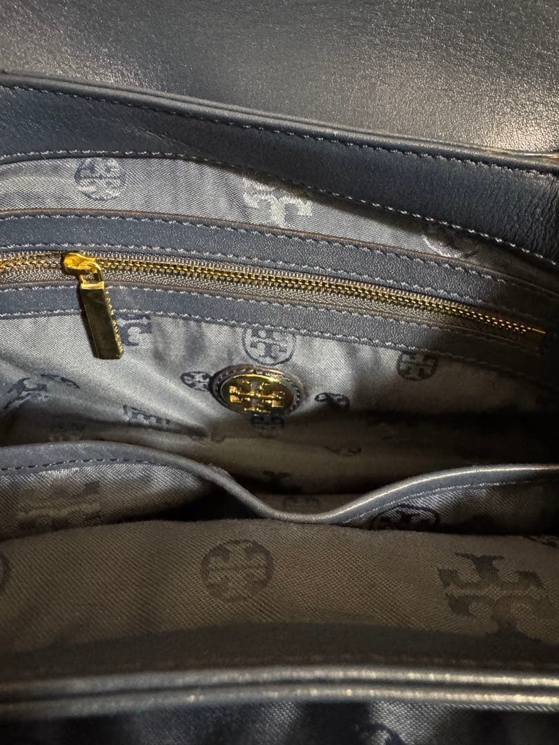 【TORY BURCH】ネイビー　ハンドバッグ　ゴールド金具