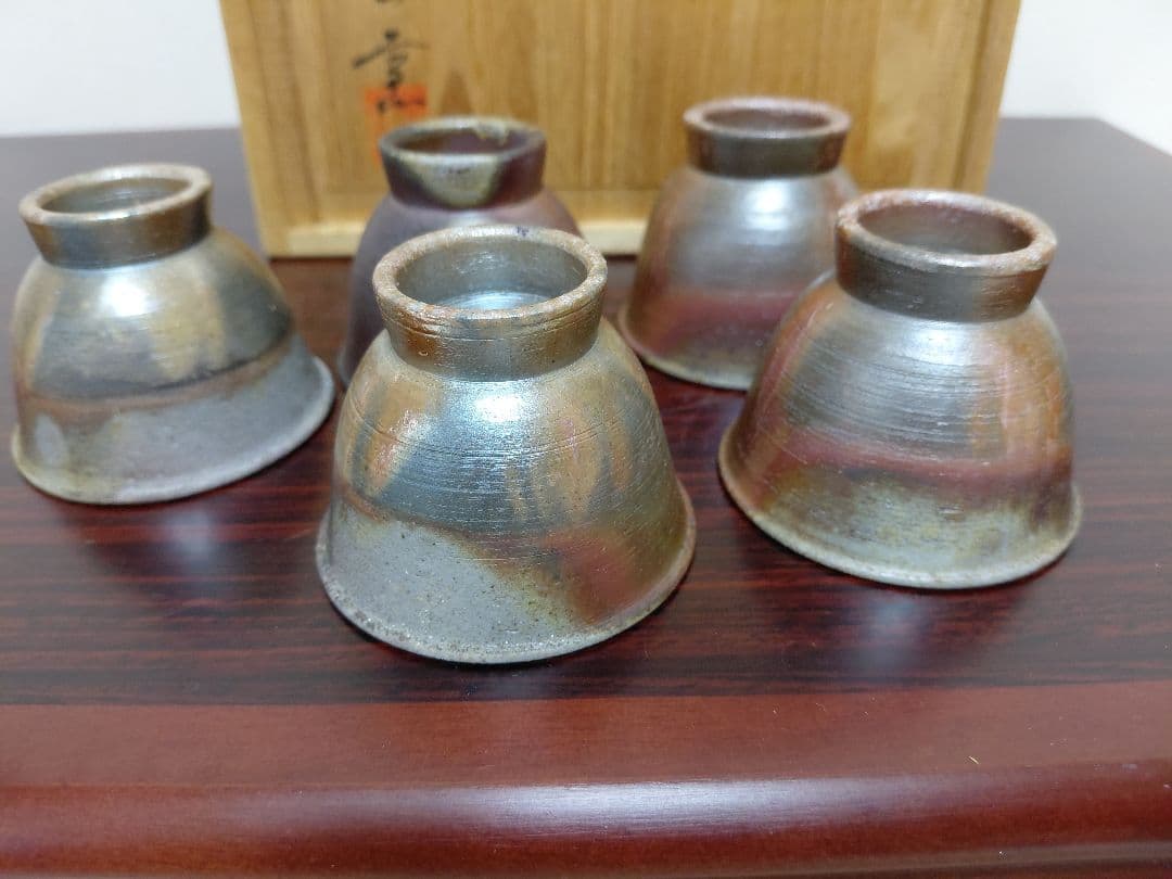 備前焼 泰山窯 茶器セット 宝瓶 湯冷 煎茶碗5客 共箱