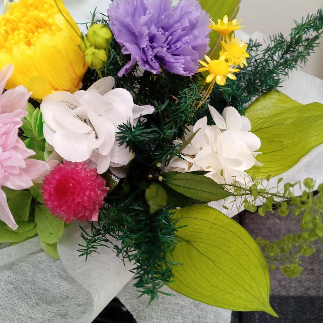 プリザーブドフラワー仏花　かご花アレンジ　お供え花　お彼岸　命日　一周忌