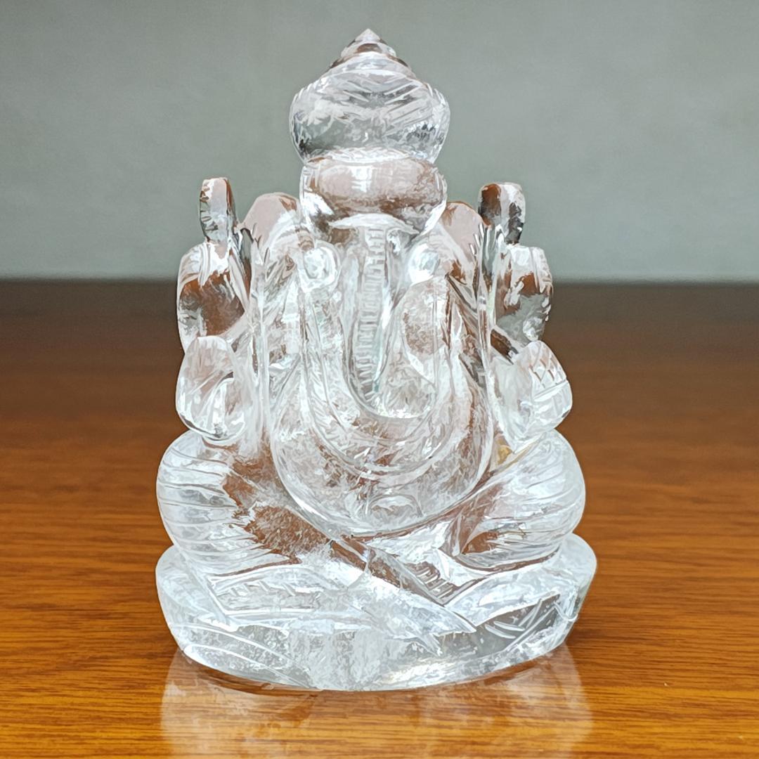 【No,5】ネパール ヒマラヤ水晶製 インドの神様 ガネーシャ立像 金運成就
