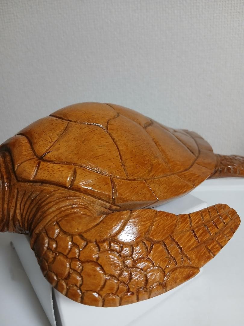 木彫り置物　ウミガメ