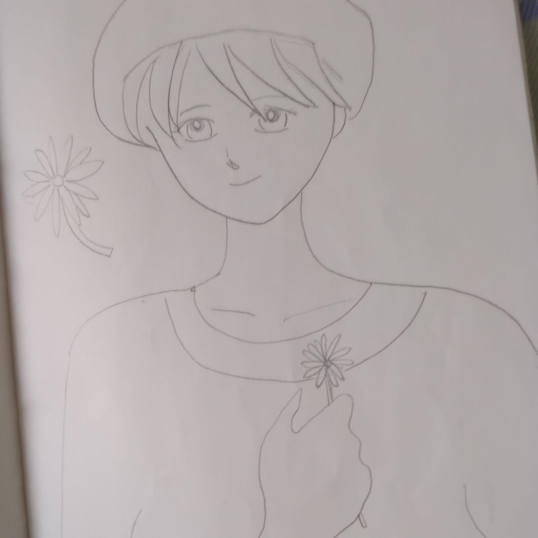 ベレー帽ショートカット女性イラスト