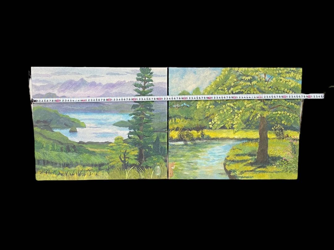 絵画　油絵3点　貼り絵2点　キャンバス　ひまわりなど