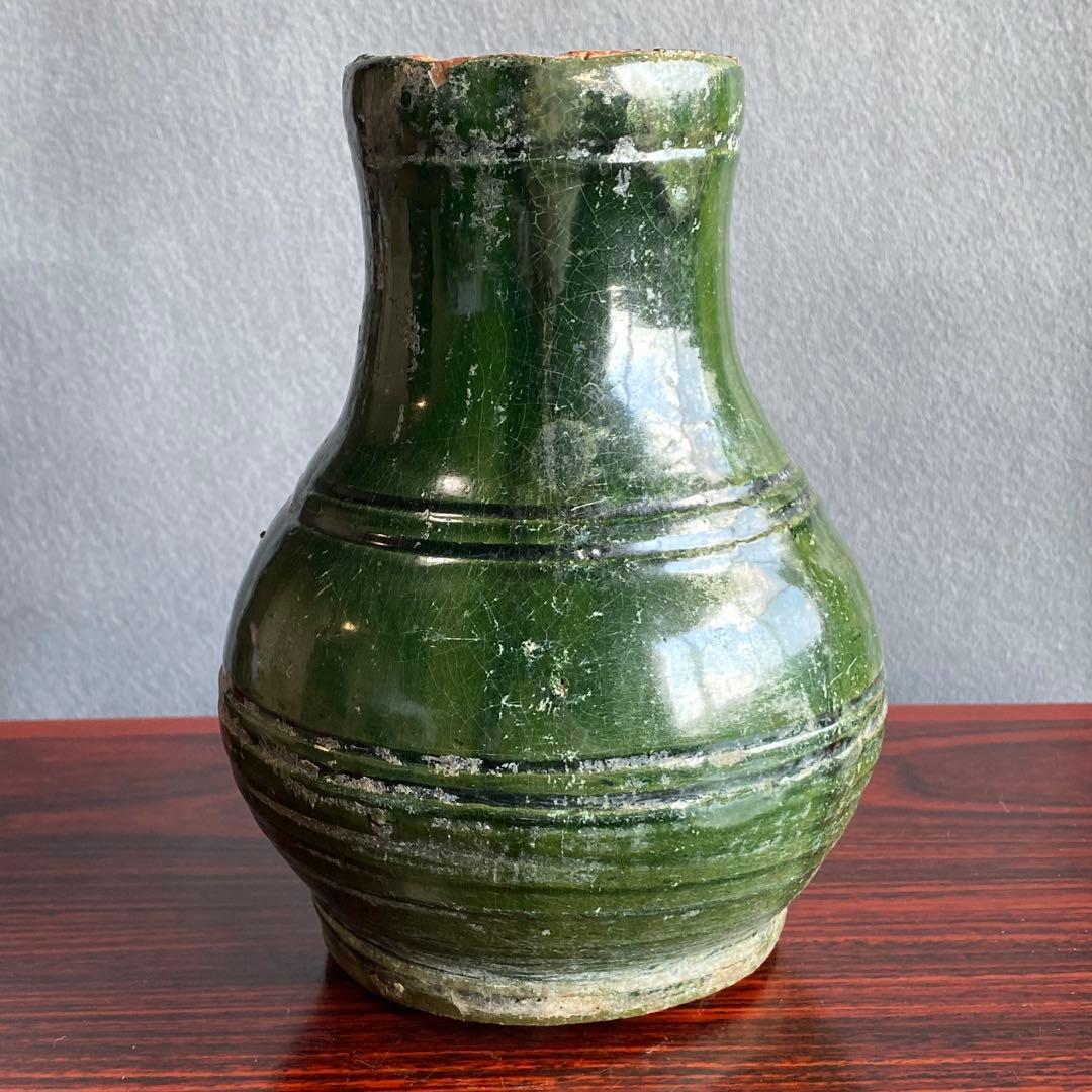 緑釉小壷　出土品　奈良時代〜平安時代　骨董品