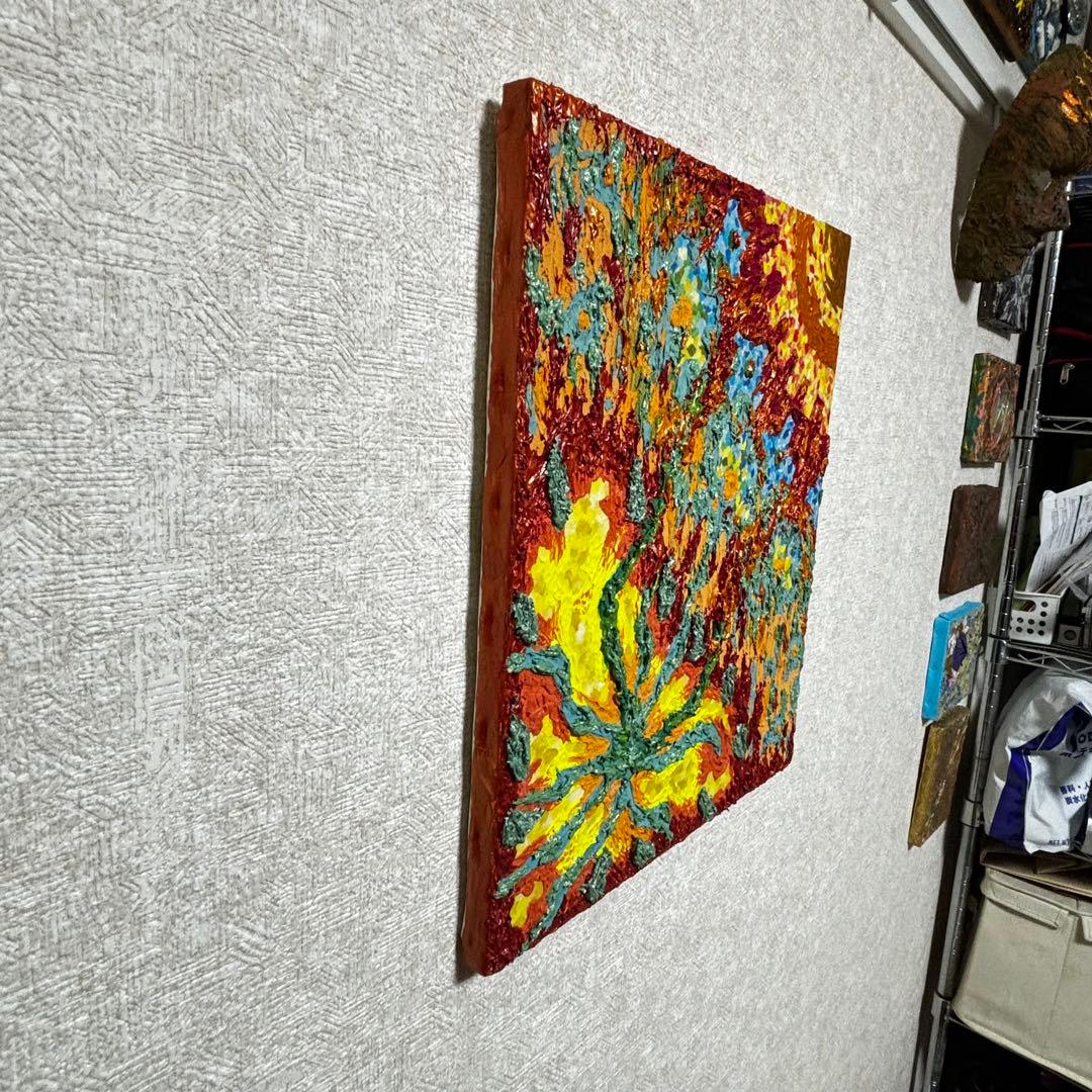テクスチャーアート　大きめ　モダン　現代アート　原画　抽象 アクリル　F8 歯車