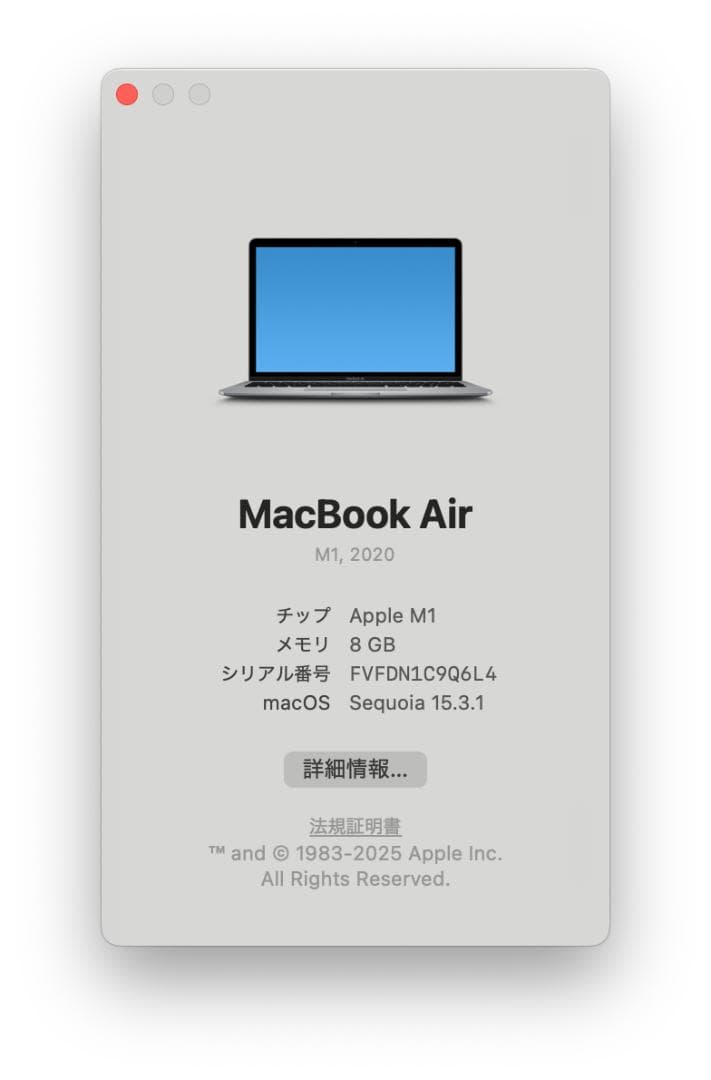 MacBook本体 Apple MacBook Air (M1, 2020) 8GB/256GB