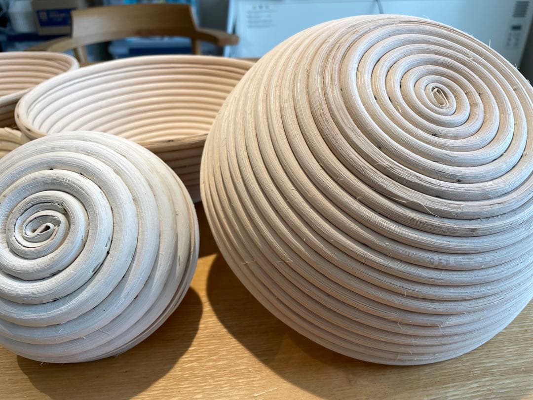 発酵かご　バヌトン　天然　パンの型　大4個　小3個　カバー付き