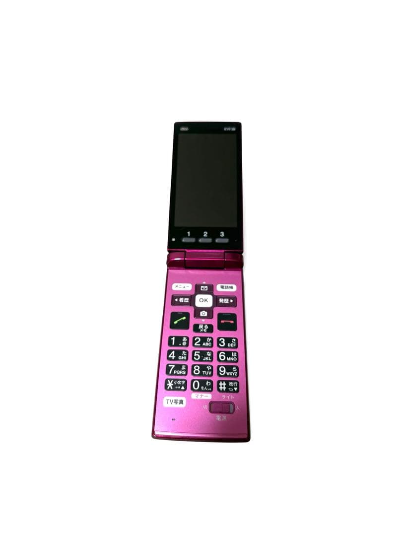 極美品 au かんたんケータイ KYF38 ワインレッド SIMロック解除済